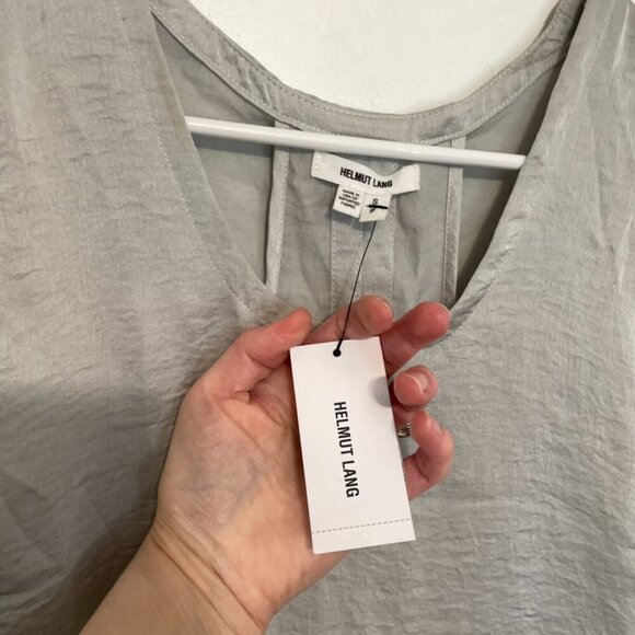 NEW NWT HELMUT LANG Chroma Drape Top Silver Gray Satin Layered Cutout Back Tank - Picture 4 of 16